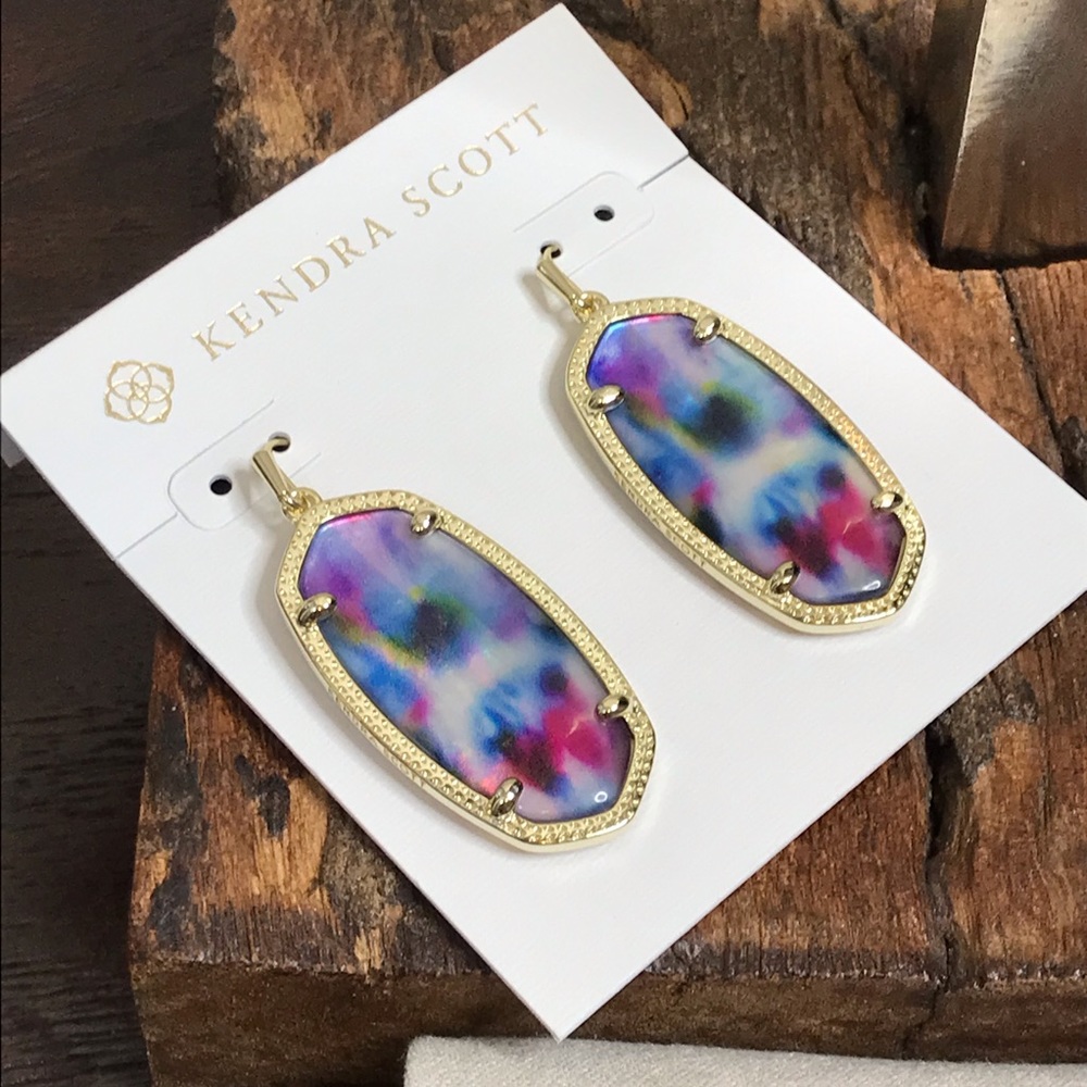 NWT Kendra Scott Gold Teal Tie Dye Illusion Elle’s!